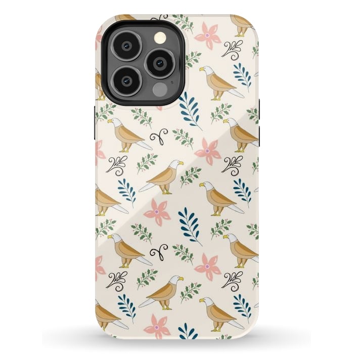 iPhone 13 Pro Max StrongFit Eagle in the Garden, Animal Seamless Pattern, Tropical Illustration by Creativeaxle