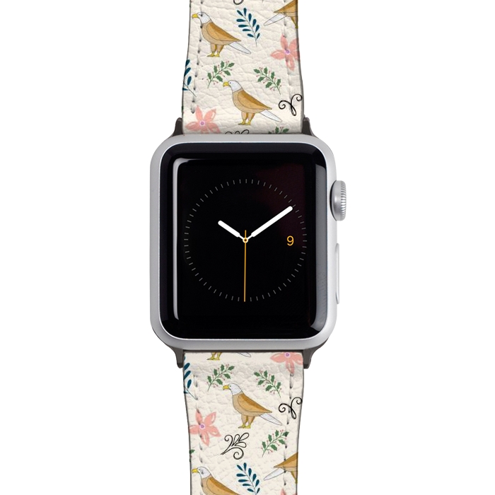 Watch 38mm / 40mm Strap PU leather Eagle in the Garden, Animal Seamless Pattern, Tropical Illustration by Creativeaxle
