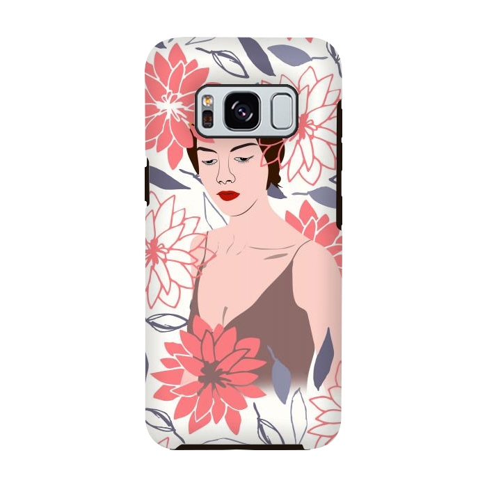 Galaxy S8 StrongFit Shyly Girl, Woman Illustration Drawing, Minimal Tropical Boho by Creativeaxle