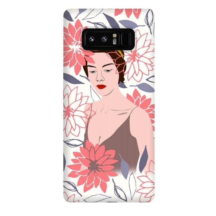 Galaxy Note 8 StrongFit Shyly Girl, Woman Illustration Drawing, Minimal Tropical Boho by Creativeaxle