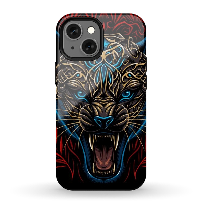 iPhone 12 mini StrongFit Golden panther tribal  by Alberto