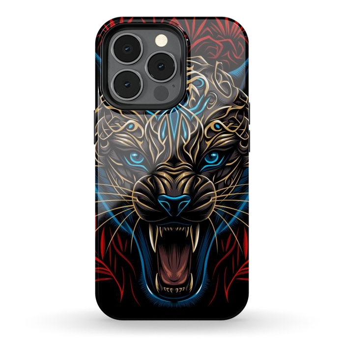 iPhone 13 pro StrongFit Golden panther tribal  by Alberto
