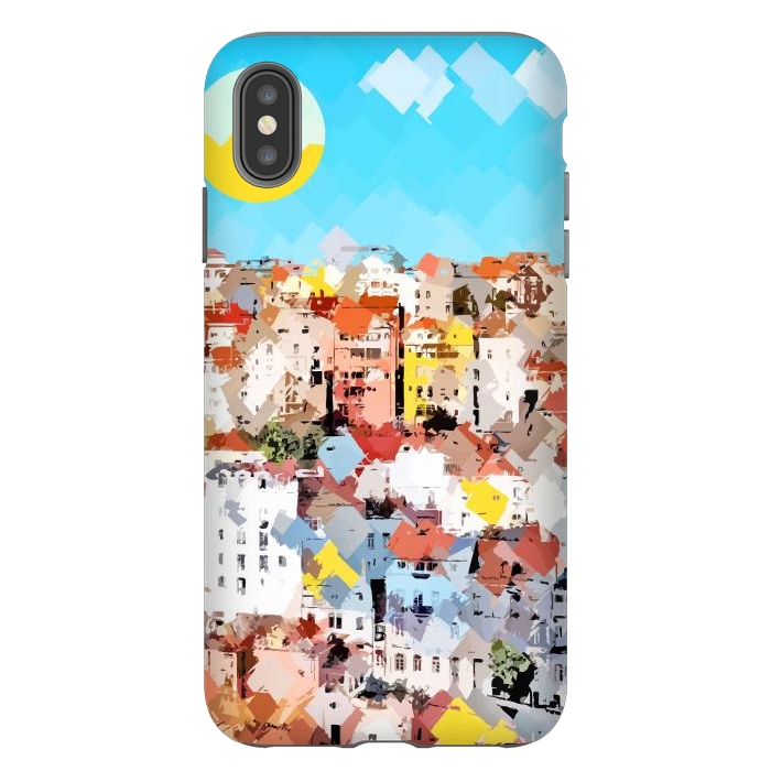 iPhone Xs Max StrongFit City of Dreams, Italy Pastel Cityscape Painting, Architecture Buildings Abstract Illustration by Uma Prabhakar Gokhale