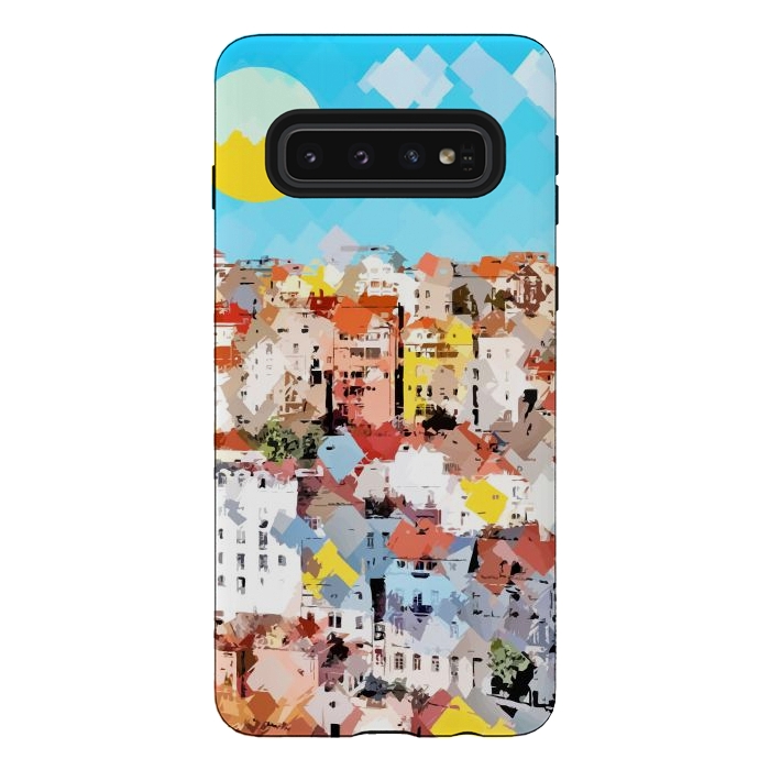 Galaxy S10 StrongFit City of Dreams, Italy Pastel Cityscape Painting, Architecture Buildings Abstract Illustration by Uma Prabhakar Gokhale