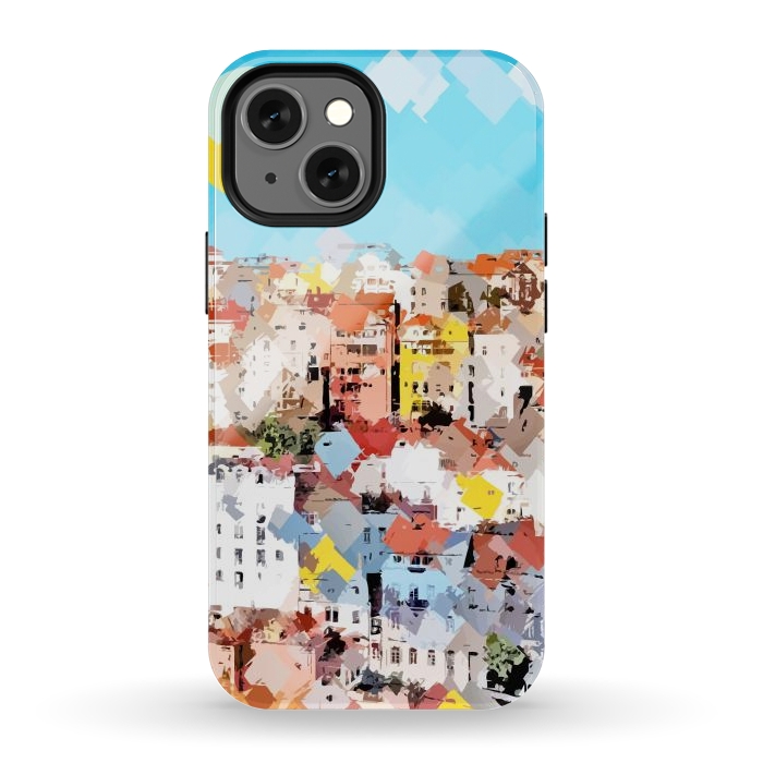 iPhone 12 mini StrongFit City of Dreams, Italy Pastel Cityscape Painting, Architecture Buildings Abstract Illustration by Uma Prabhakar Gokhale