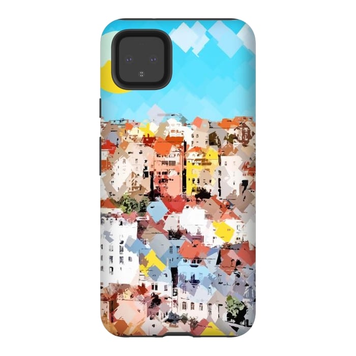 Pixel 4XL StrongFit City of Dreams, Italy Pastel Cityscape Painting, Architecture Buildings Abstract Illustration by Uma Prabhakar Gokhale