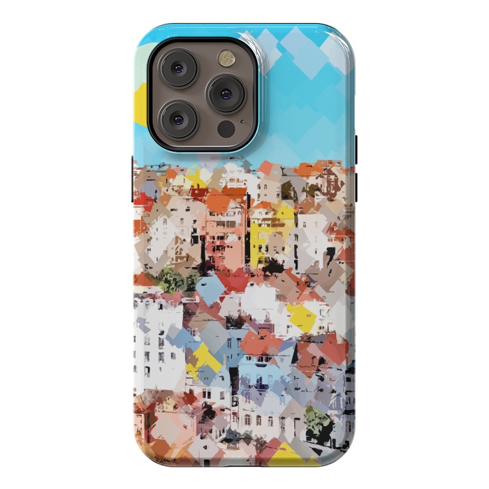 iPhone 14 Pro max StrongFit City of Dreams, Italy Pastel Cityscape Painting, Architecture Buildings Abstract Illustration by Uma Prabhakar Gokhale