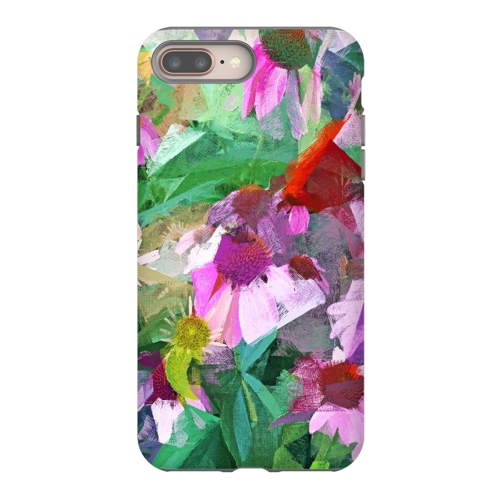 iPhone 7 plus StrongFit The Memory of Spring, Crosshatch Botanical Floral Painting, Plants Garden Meadow, Flowers Nature Digital Illustration by Uma Prabhakar Gokhale