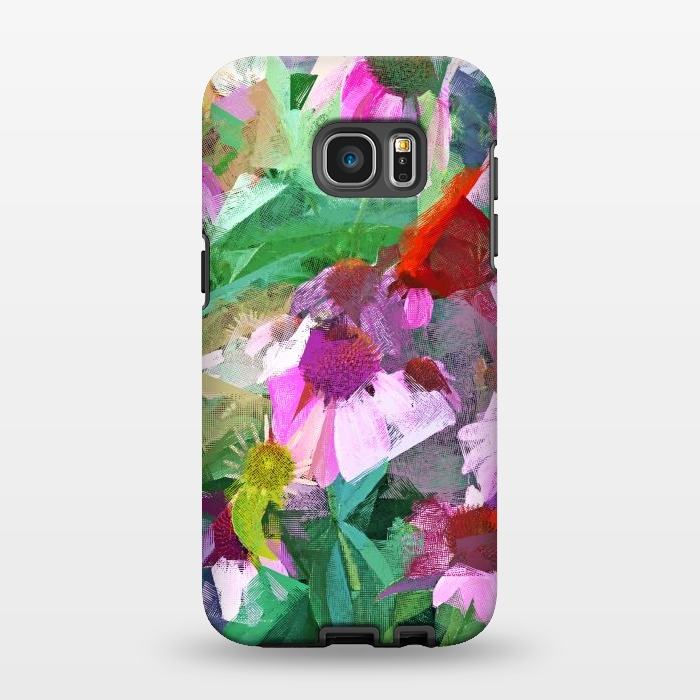 Galaxy S7 EDGE StrongFit The Memory of Spring, Crosshatch Botanical Floral Painting, Plants Garden Meadow, Flowers Nature Digital Illustration by Uma Prabhakar Gokhale