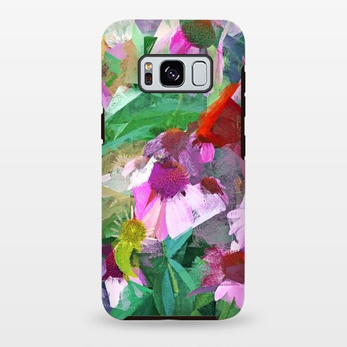 Galaxy S8 plus StrongFit The Memory of Spring, Crosshatch Botanical Floral Painting, Plants Garden Meadow, Flowers Nature Digital Illustration by Uma Prabhakar Gokhale