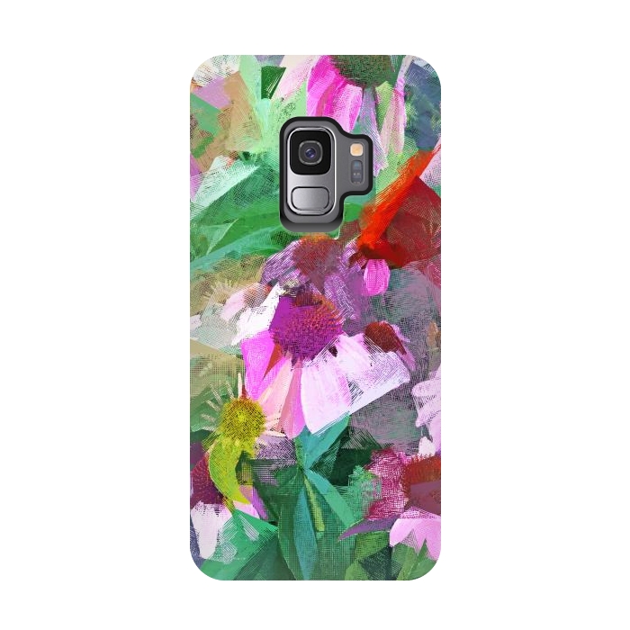 Galaxy S9 StrongFit The Memory of Spring, Crosshatch Botanical Floral Painting, Plants Garden Meadow, Flowers Nature Digital Illustration by Uma Prabhakar Gokhale