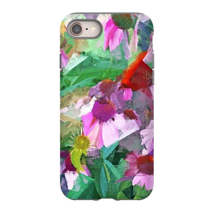 iPhone 8 StrongFit The Memory of Spring, Crosshatch Botanical Floral Painting, Plants Garden Meadow, Flowers Nature Digital Illustration by Uma Prabhakar Gokhale