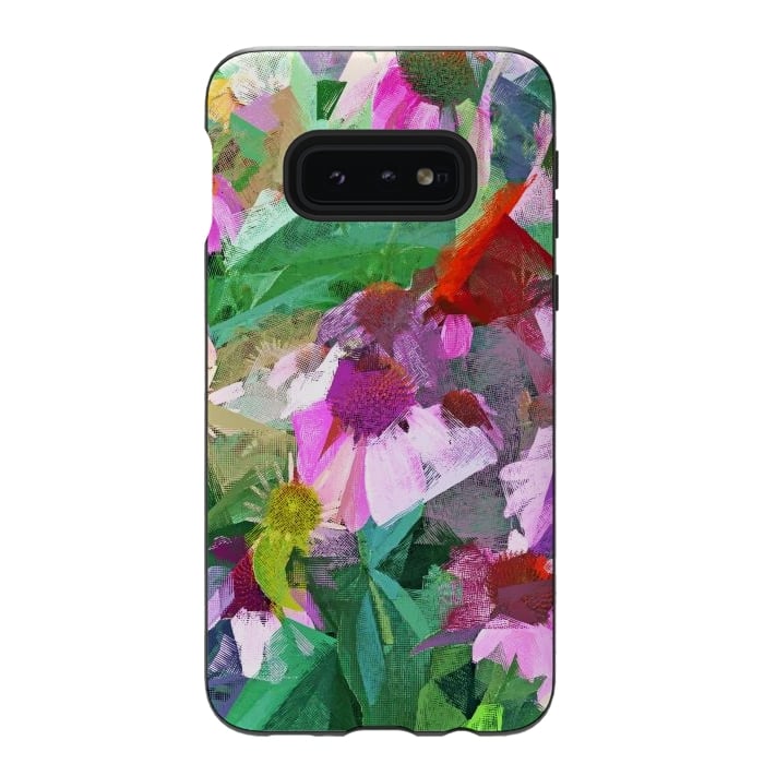 Galaxy S10e StrongFit The Memory of Spring, Crosshatch Botanical Floral Painting, Plants Garden Meadow, Flowers Nature Digital Illustration by Uma Prabhakar Gokhale