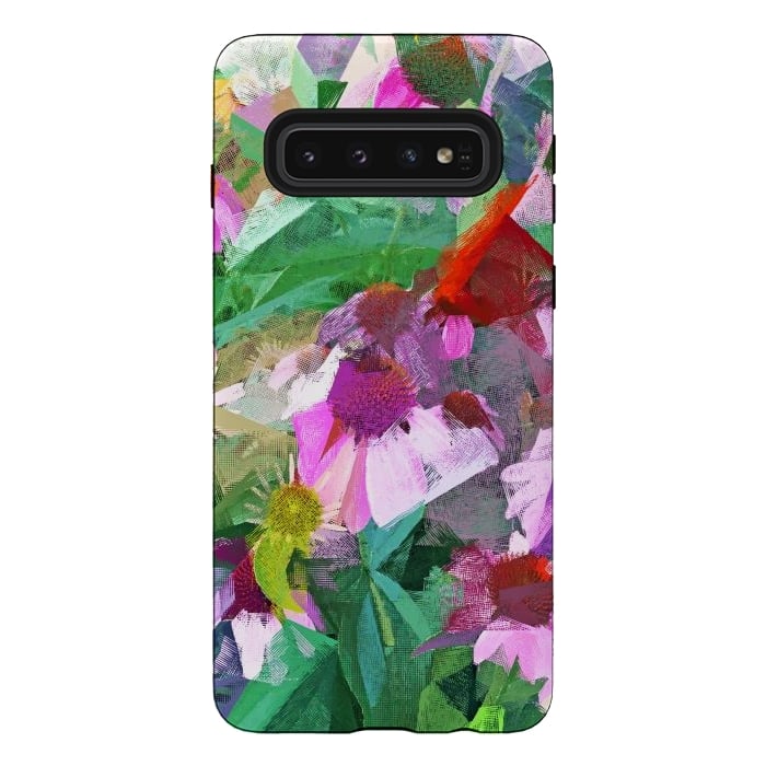Galaxy S10 StrongFit The Memory of Spring, Crosshatch Botanical Floral Painting, Plants Garden Meadow, Flowers Nature Digital Illustration by Uma Prabhakar Gokhale