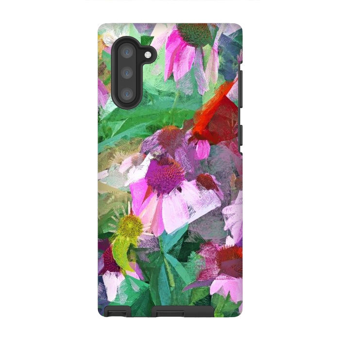 Galaxy Note 10 StrongFit The Memory of Spring, Crosshatch Botanical Floral Painting, Plants Garden Meadow, Flowers Nature Digital Illustration by Uma Prabhakar Gokhale