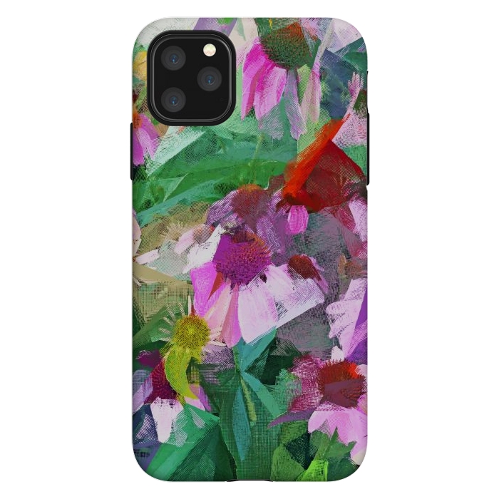 iPhone 11 Pro Max StrongFit The Memory of Spring, Crosshatch Botanical Floral Painting, Plants Garden Meadow, Flowers Nature Digital Illustration by Uma Prabhakar Gokhale