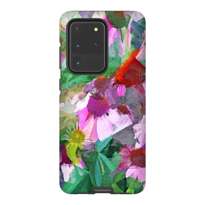 Galaxy S20 Ultra StrongFit The Memory of Spring, Crosshatch Botanical Floral Painting, Plants Garden Meadow, Flowers Nature Digital Illustration by Uma Prabhakar Gokhale