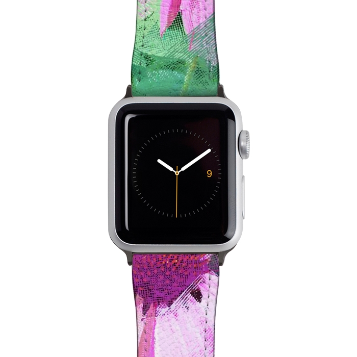 Watch 38mm / 40mm Strap PU leather The Memory of Spring, Crosshatch Botanical Floral Painting, Plants Garden Meadow, Flowers Nature Digital Illustration by Uma Prabhakar Gokhale