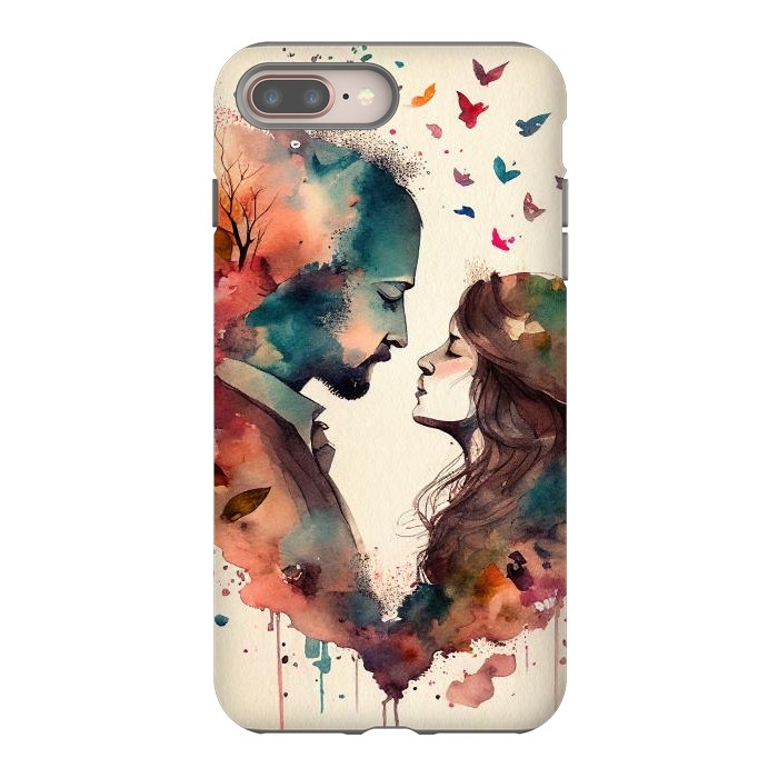 iPhone 8 plus StrongFit Whimsical Love in Watercolor by Texnotropio