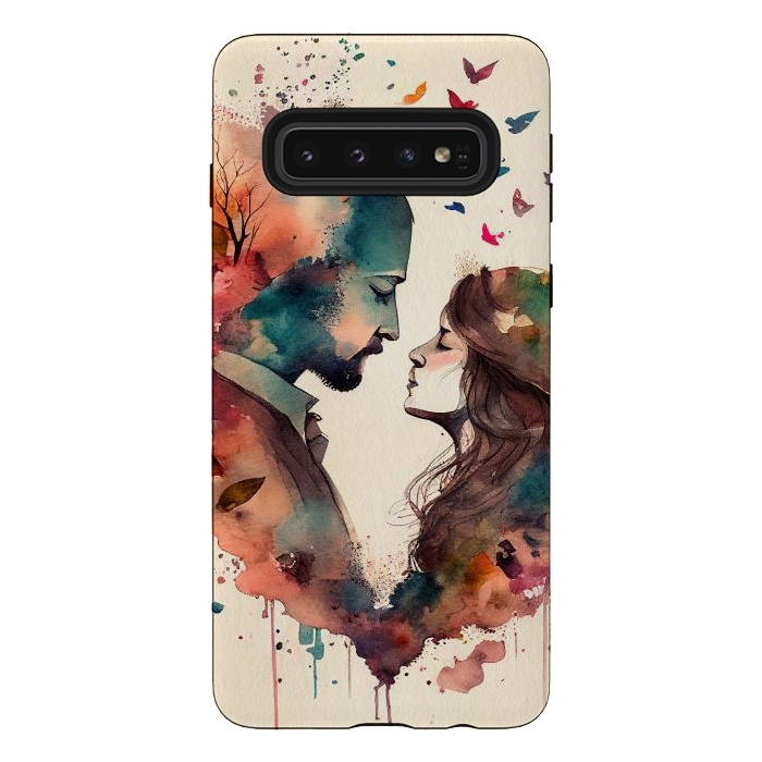 Galaxy S10 StrongFit Whimsical Love in Watercolor by Texnotropio
