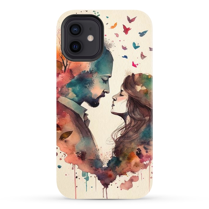 iPhone 12 StrongFit Whimsical Love in Watercolor by Texnotropio