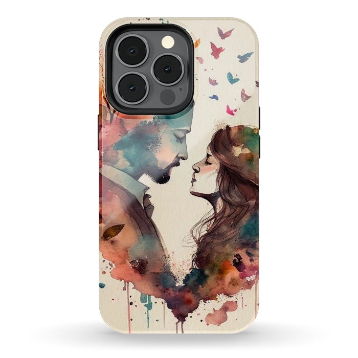 iPhone 13 pro StrongFit Whimsical Love in Watercolor by Texnotropio