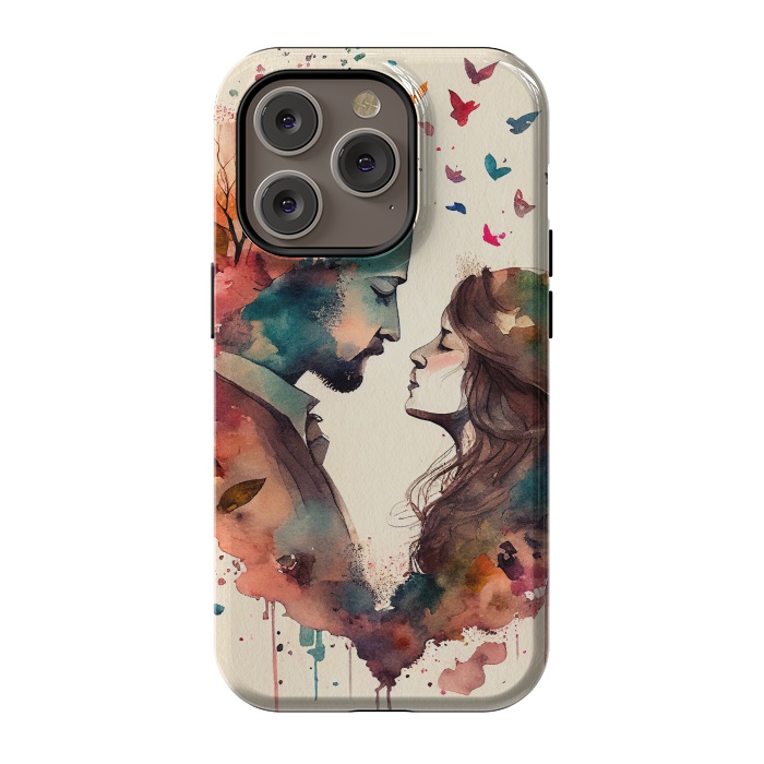 iPhone 14 Pro StrongFit Whimsical Love in Watercolor by Texnotropio
