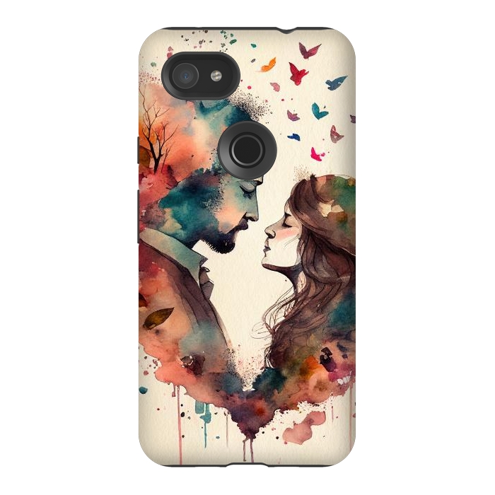 Pixel 3AXL StrongFit Whimsical Love in Watercolor by Texnotropio