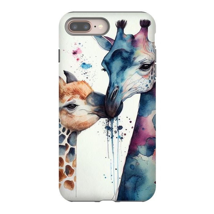 iPhone 7 plus StrongFit Giraffe Love in Watercolor by Texnotropio