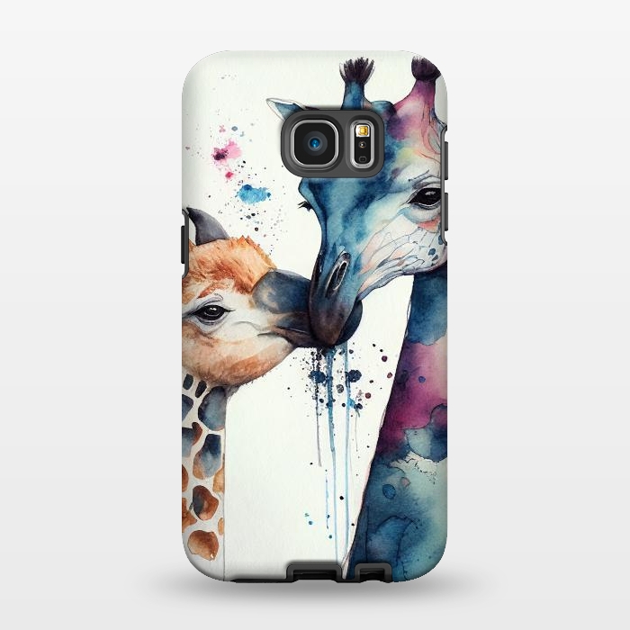 Galaxy S7 EDGE StrongFit Giraffe Love in Watercolor by Texnotropio