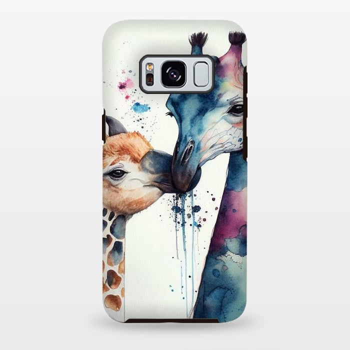 Galaxy S8 plus StrongFit Giraffe Love in Watercolor by Texnotropio
