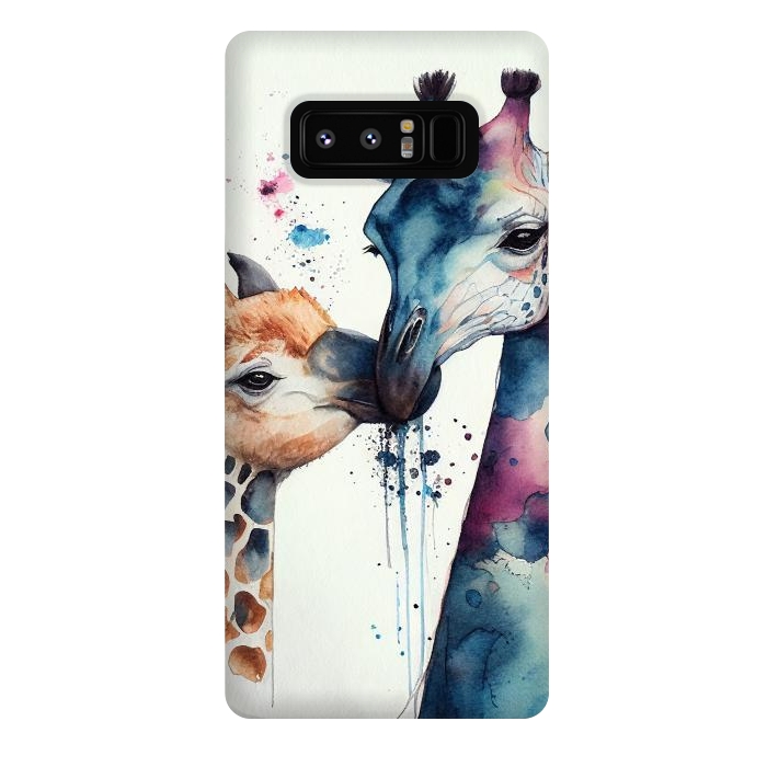 Galaxy Note 8 StrongFit Giraffe Love in Watercolor by Texnotropio