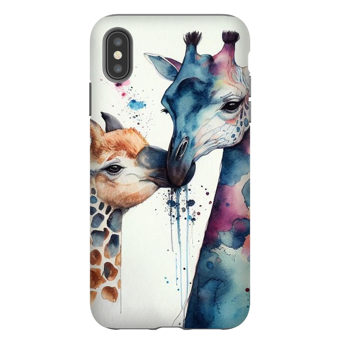 iPhone Xs Max StrongFit Giraffe Love in Watercolor by Texnotropio