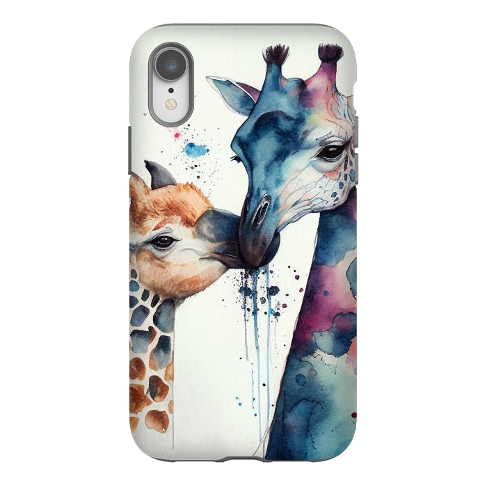 iPhone Xr StrongFit Giraffe Love in Watercolor by Texnotropio