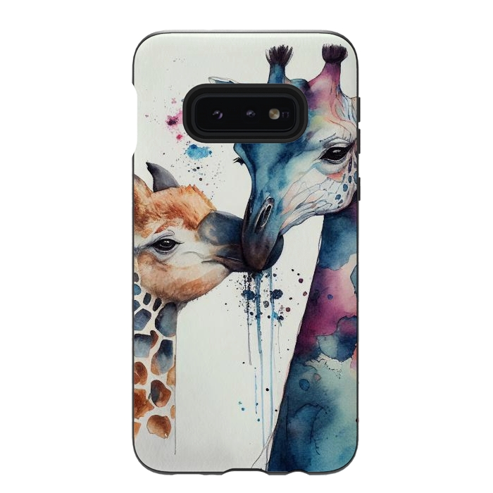 Galaxy S10e StrongFit Giraffe Love in Watercolor by Texnotropio