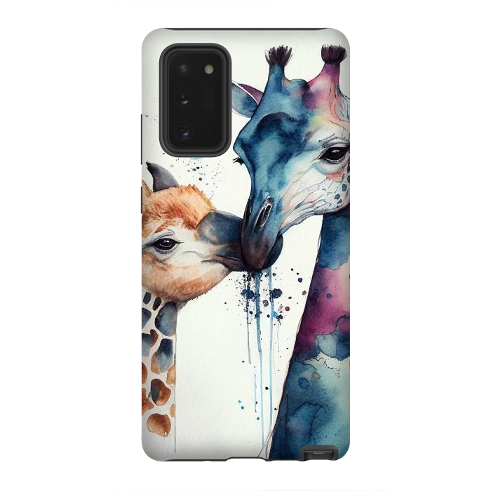 Galaxy Note 20 StrongFit Giraffe Love in Watercolor by Texnotropio