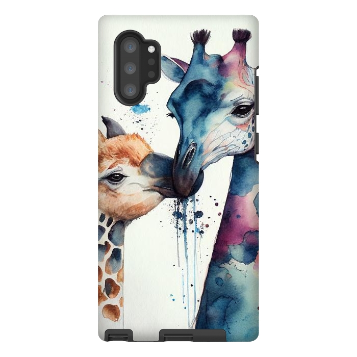 Galaxy Note 10 plus StrongFit Giraffe Love in Watercolor by Texnotropio