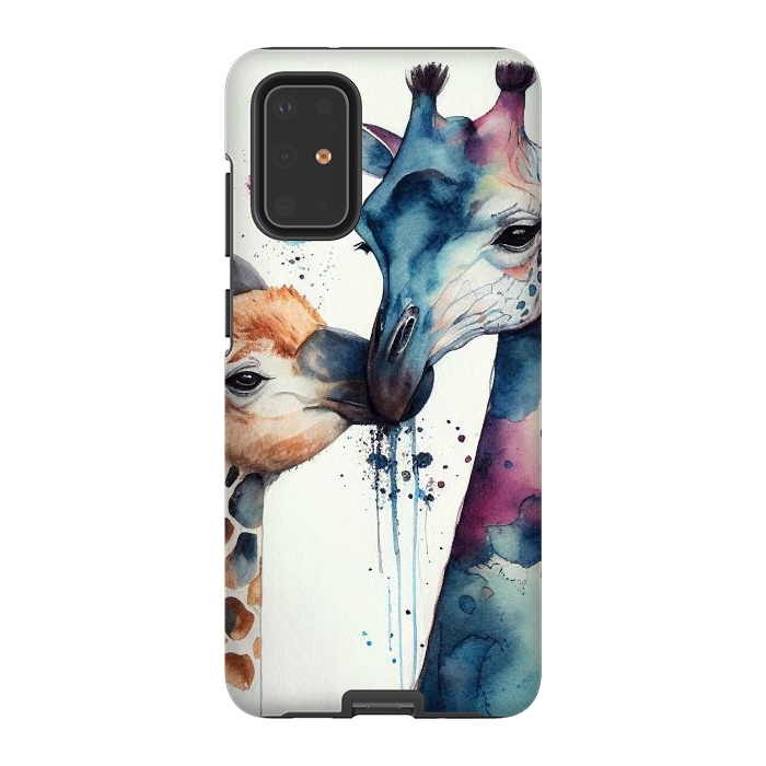 Galaxy S20 Plus StrongFit Giraffe Love in Watercolor by Texnotropio