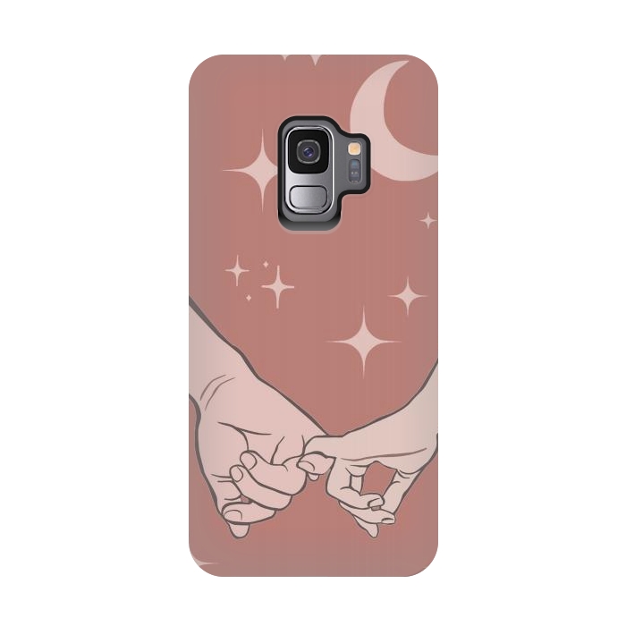 Galaxy S9 StrongFit Minimal aesthetic couple holding hands on starry sky - valentine's day by Oana 