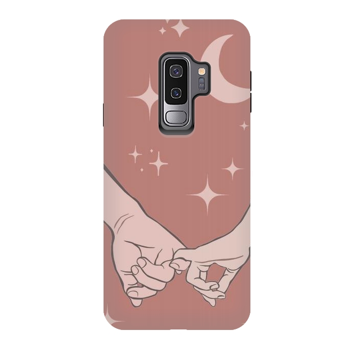Galaxy S9 plus StrongFit Minimal aesthetic couple holding hands on starry sky - valentine's day by Oana 