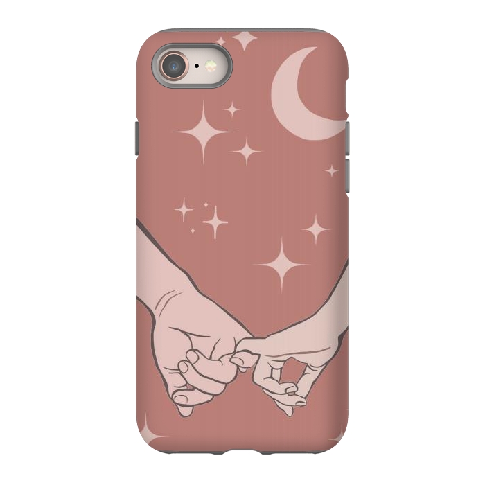 iPhone 8 StrongFit Minimal aesthetic couple holding hands on starry sky - valentine's day by Oana 