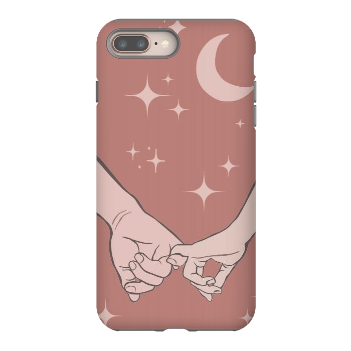iPhone 8 plus StrongFit Minimal aesthetic couple holding hands on starry sky - valentine's day by Oana 