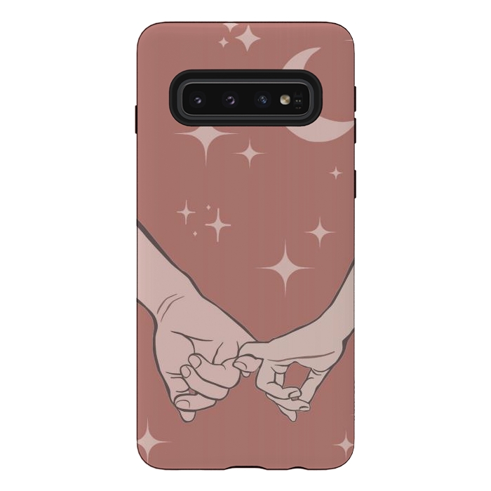 Galaxy S10 StrongFit Minimal aesthetic couple holding hands on starry sky - valentine's day by Oana 