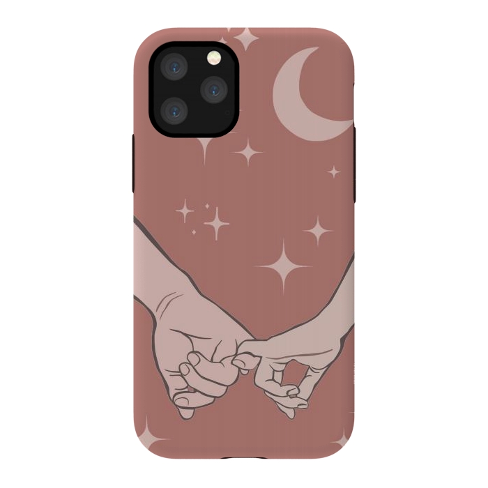 iPhone 11 Pro StrongFit Minimal aesthetic couple holding hands on starry sky - valentine's day by Oana 