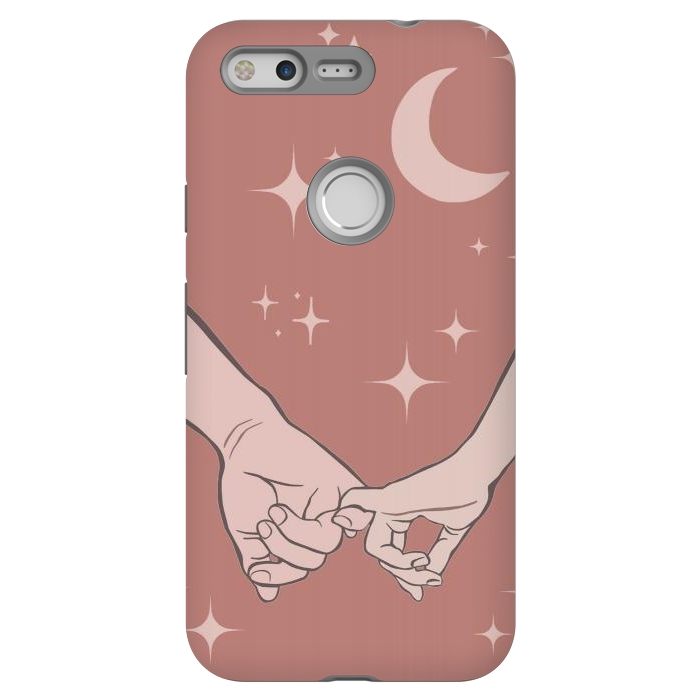 Pixel StrongFit Minimal aesthetic couple holding hands on starry sky - valentine's day by Oana 