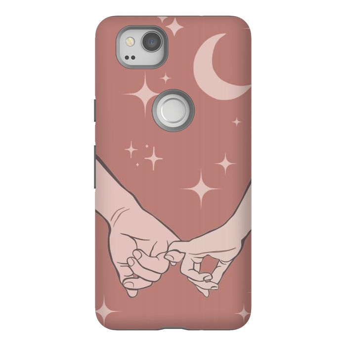 Pixel 2 StrongFit Minimal aesthetic couple holding hands on starry sky - valentine's day by Oana 