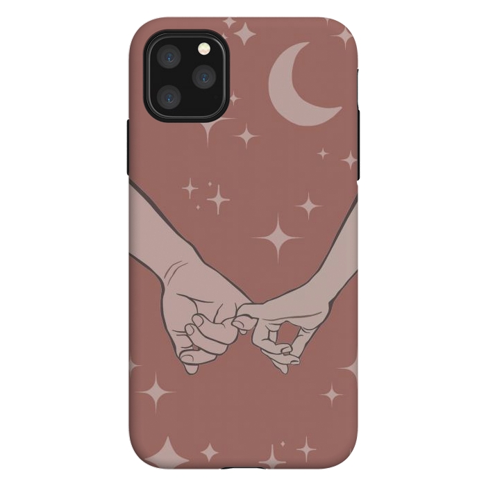 iPhone 11 Pro Max StrongFit Minimal aesthetic couple holding hands on starry sky - valentine's day by Oana 