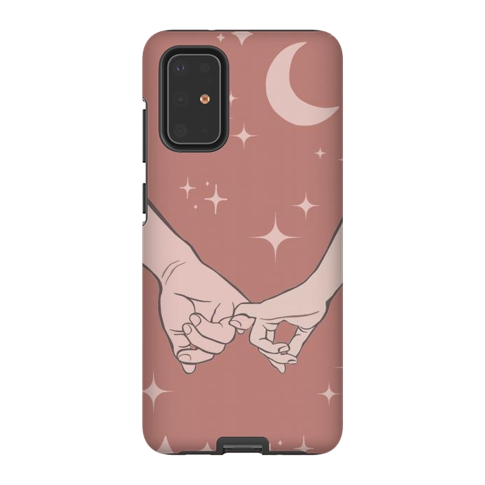 Galaxy S20 Plus StrongFit Minimal aesthetic couple holding hands on starry sky - valentine's day by Oana 