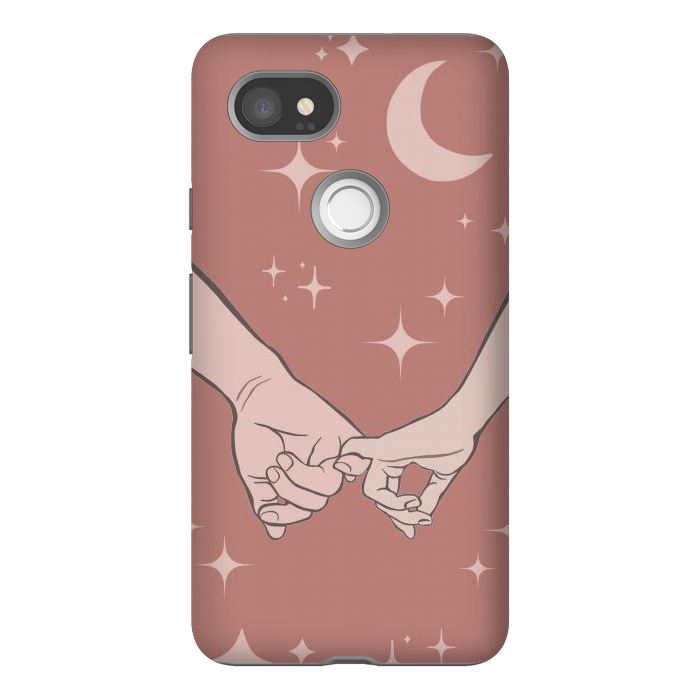 Pixel 2XL StrongFit Minimal aesthetic couple holding hands on starry sky - valentine's day by Oana 