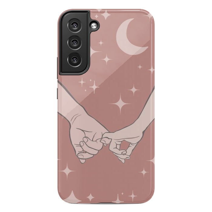 Galaxy S22 plus StrongFit Minimal aesthetic couple holding hands on starry sky - valentine's day by Oana 